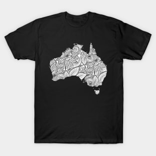 Mandala art map of Australia with text in white T-Shirt